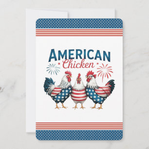 Convites Desenho Patriótico Americano de Frango de 4 de Jul