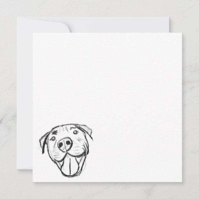 Convites desenho pitbull simples amantes de cães preto bran (Frente)