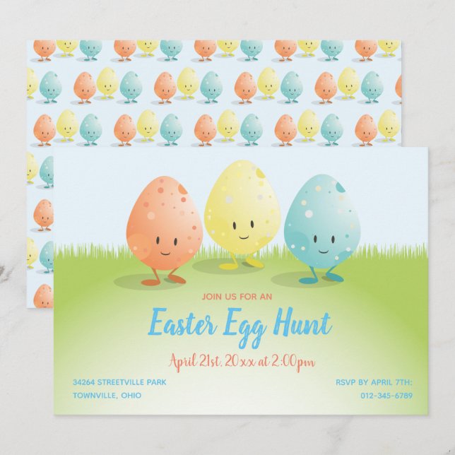 Convites Desenhos animados horizontais da caça amigável do (Frente/Verso)