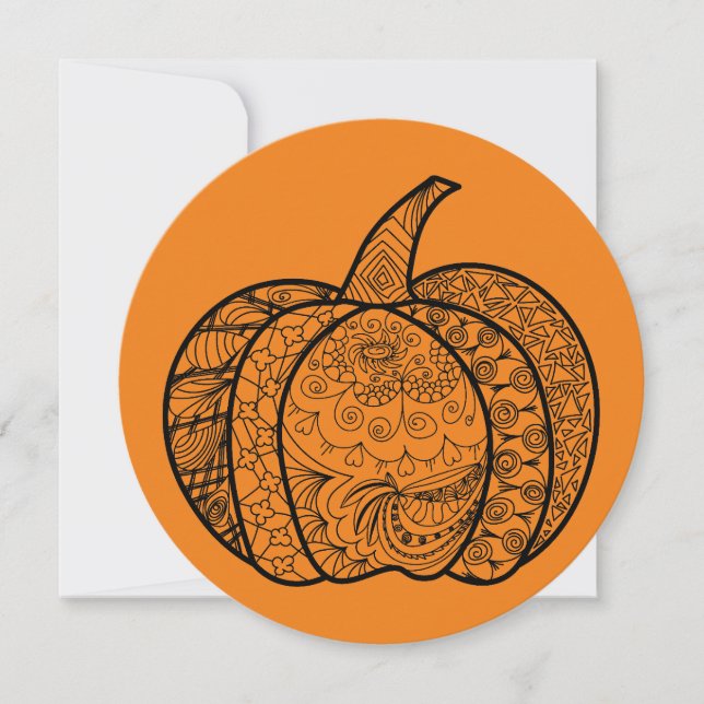 Convites Desenhos de Halloween boho mandala abóboras Outono (Frente)