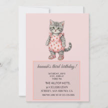 Desenhos Modernos de Aniversário de Gatinho Rosa F
