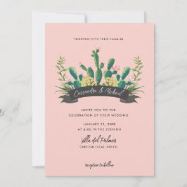 Convites Desert Cactus Bloom | Casamento rosa