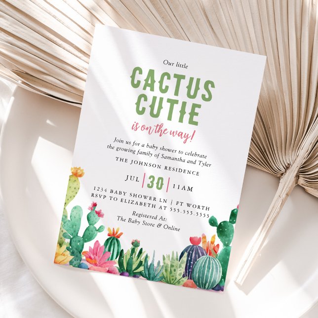 Convites Desert Cactus Cutie Girl Baby Shower (Criador carregado)