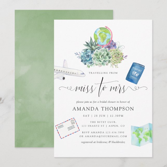 Convites Desert Cactus Suculenta A Sra. Chá de panela (Frente/Verso)