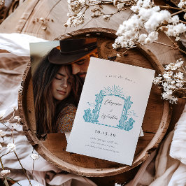 Convites Desert Cactus Western Monograma Salvar a Data