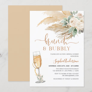 Convites Desert Greenery Boho Pampas Grass Brunch e Bubble