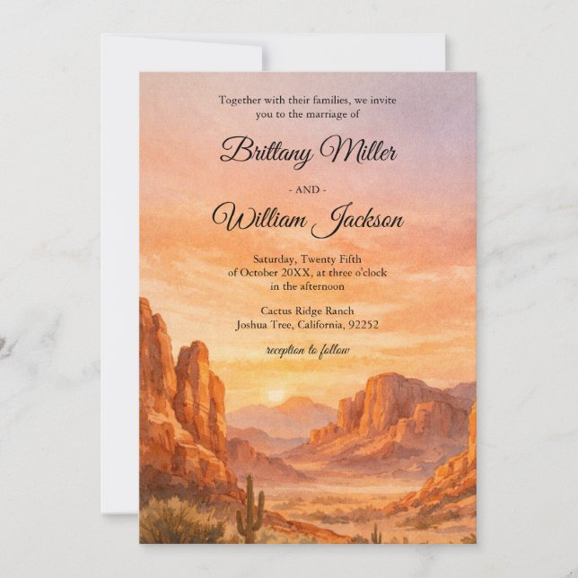 Convites Desert Mountain Rustic Boho Southwest Wedding (Frente)