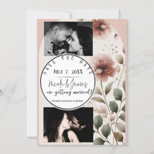 Convites Desert Rose Rosa e Verde Floral Save The Date