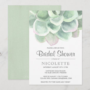 Convites Desert Sage Green Succult Chá de panela