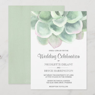 Convites Desert Sage Green Watercolor Casamento Suculento