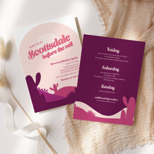 Convites Desert Sunset Scottsdale Bachelorette Itinerary (Criador carregado)