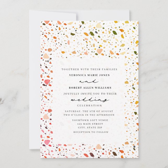 Convites Desert Terrazzo Modern Wedding (Frente)