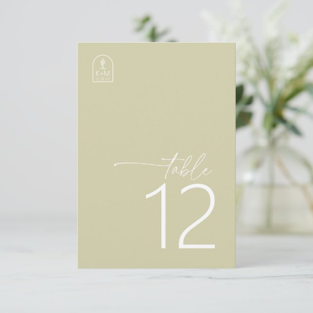Convites Desert Vibes Wedding Table Number Sage ID1019 (Em pé/Frente)