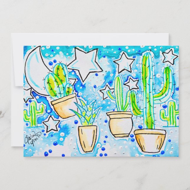 Convites "Deserto Azul" Cactus (Frente)