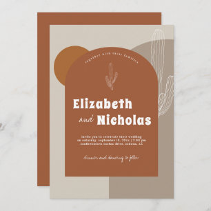 Convites Deserto de Boho Mínimo Moderno   Terra Cotta