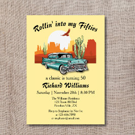 Convites Deserto de Carro Azul Clássico, Retro, masculino 5