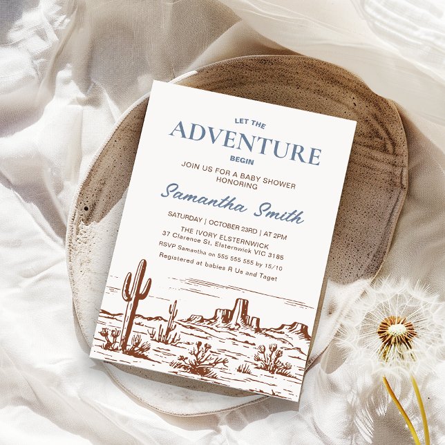Convites Deserto De Selvagem Que Aventura Comece Chá de fra (Boys Wilderness Desert Let the Adventure Begin Baby Shower Invitation, Wilderness Themed Baby )