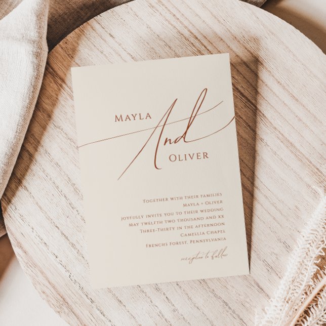 Convites Deserto elegante | Casamento de bege (Criador carregado)