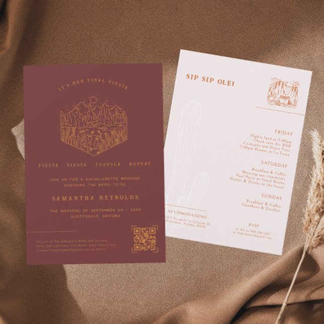 Convites Deserto Mínimo Fiesta | Fim de Semana de Bachelore (Criador carregado)