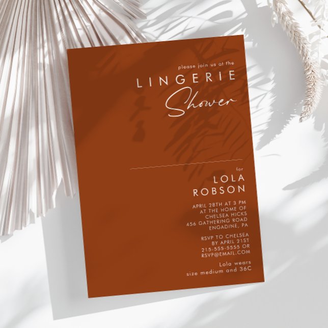 Convites Deserto Simples | Terracotta Lingerie Chá (Criador carregado)