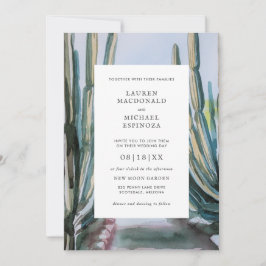 Convites Deserto Verde de Cactus Bohemian Watercolor