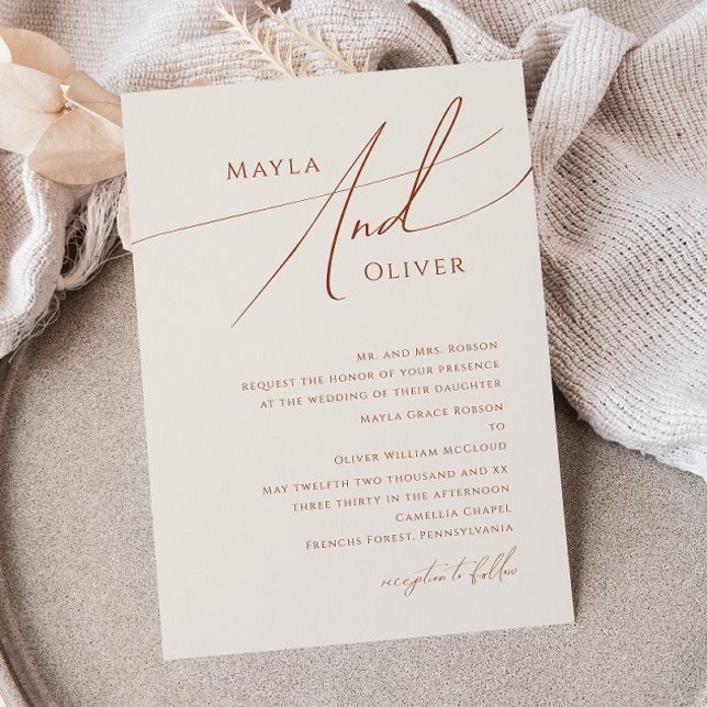 Convites Deserto Whimsic | Casamento tradicional bege (Criador carregado)