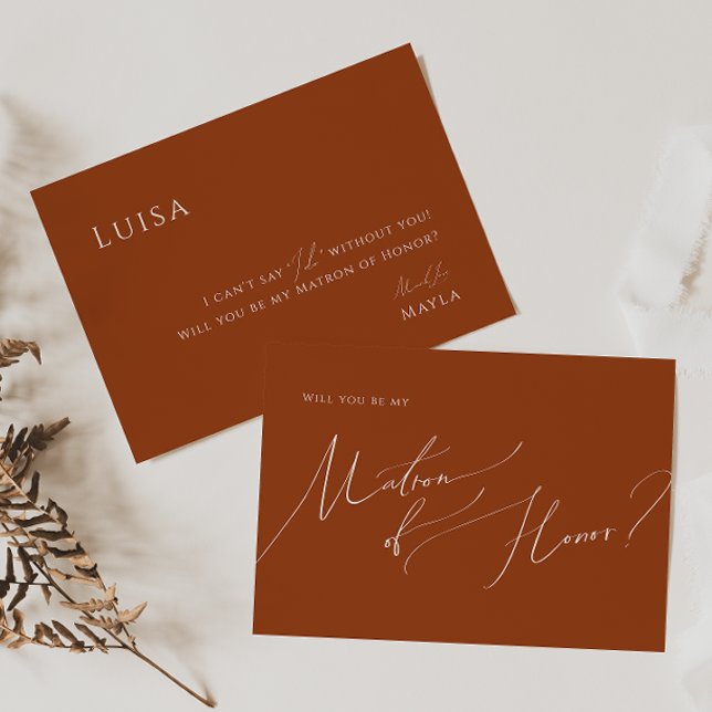 Convites Deserto Whimsic | Terracotta Matron of Honor Card (Criador carregado)