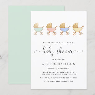 Convites Desfile de Carruagems Retro Unidade por Chá de fr