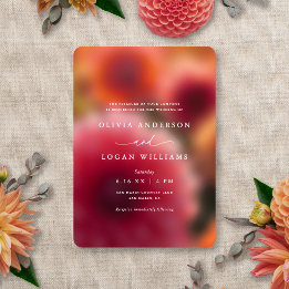 Convites Desfoque Floral Moderno Casamento de Verão e Outon