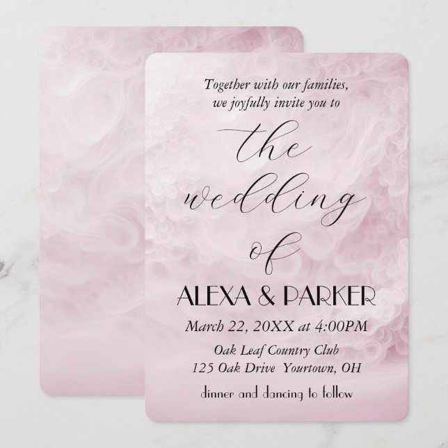 Convites Design abstrato de Blush de Casamento (Frente/Verso)