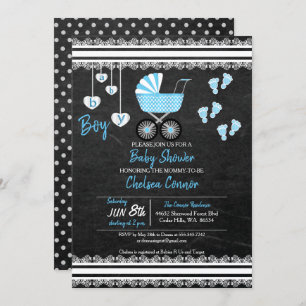 Convites Design Chá de Baby Boy Chalkboard