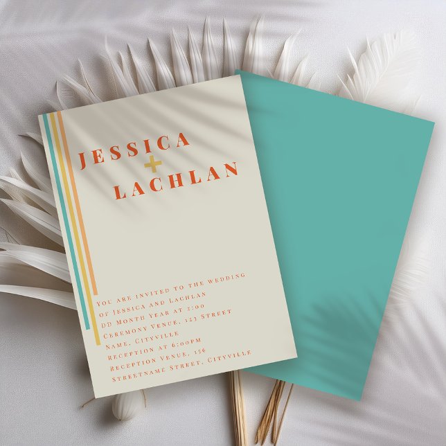 Convites Design Chic Retroativo com Casamento de Stripes Co (Criador carregado)