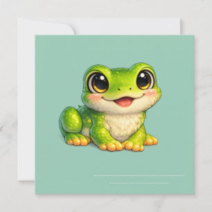 Convites Design de Animal Kawaii de Sapo com Olhos Grandes