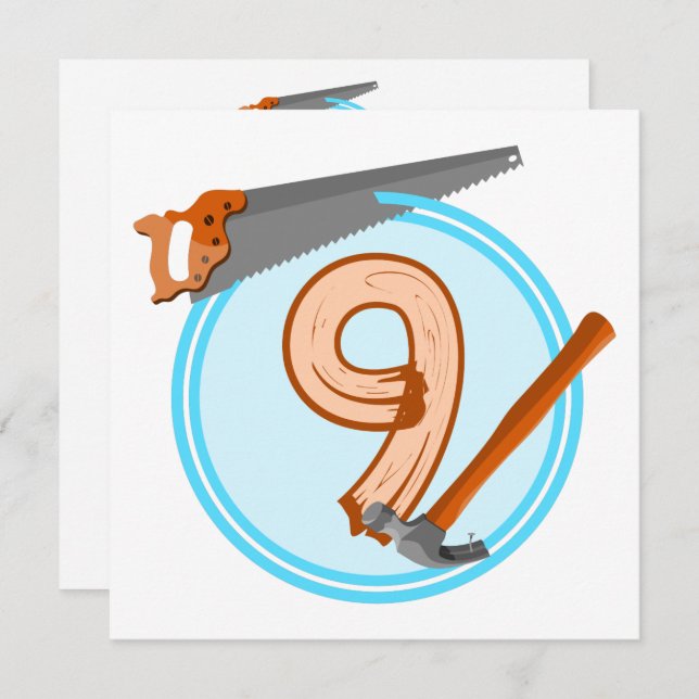 Convites design de aniversário de ferramentas para a constr (Frente/Verso)