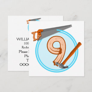 Convites design de aniversário de ferramentas para a constr