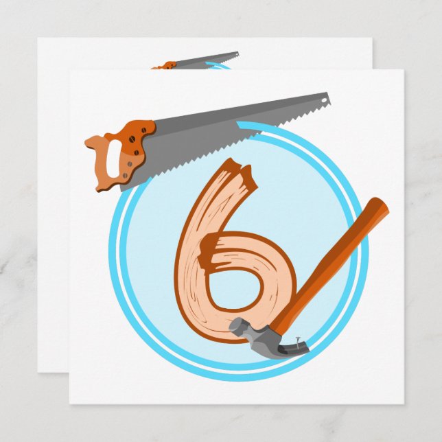 Convites design de aniversário de ferramentas para a constr (Frente/Verso)