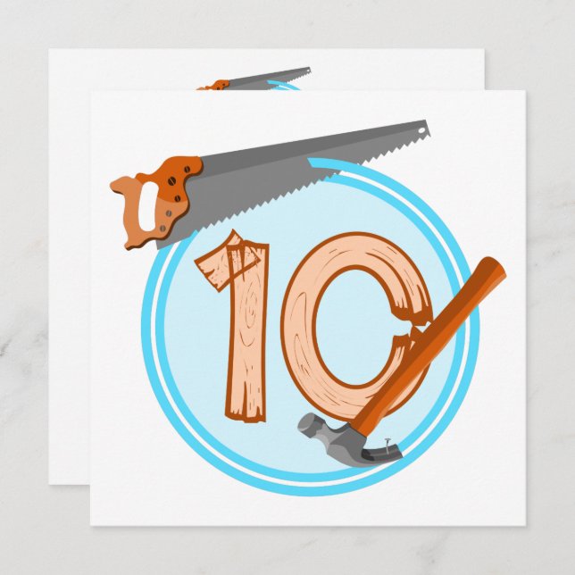 Convites design de aniversário de ferramentas para a constr (Frente/Verso)