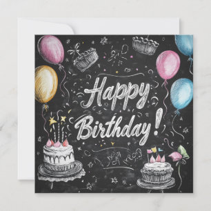 Convites Design de aniversário do estilo Chalkboard