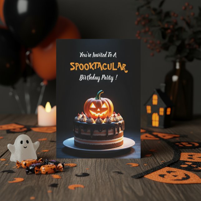 Convites Design de Bolo de Abóbora Spookeen - Aniversário (Criador carregado)