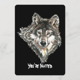 Convites Design de Cabeça de Lobo Selvagem de Watercolor