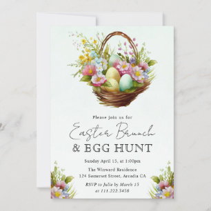 Convites Design de Caça aos Ovos para Brunch de Páscoa com 