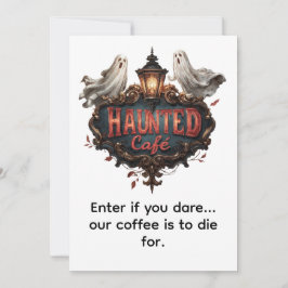 Convites Design de Café Assombrado Vintage com Fantasmas e