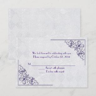 Convites design de canto elegante roxo RSVP