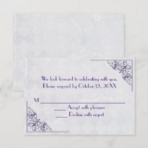 Convites design de canto elegante roxo RSVP