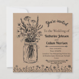 Convites Design de Casamento de Flores Selvagem Russo