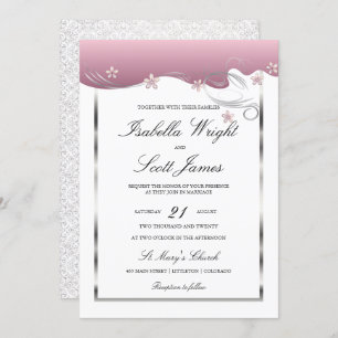 Convites Design de Casamento Floral Rosa Dusty