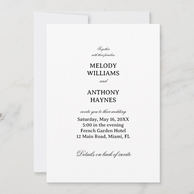 Convites Design de Casamento Minimalista Elegante (Frente)