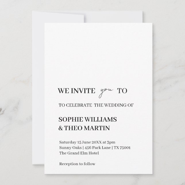Convites Design de Casamento Minimalista Moderno e Limpo (Frente)