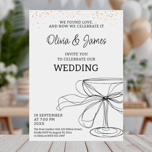 Convites Design de celebração de casamento Elegante minimal (Criador carregado)