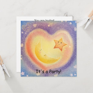 Convites Design de céu sonhador com lua e estrelas em paste